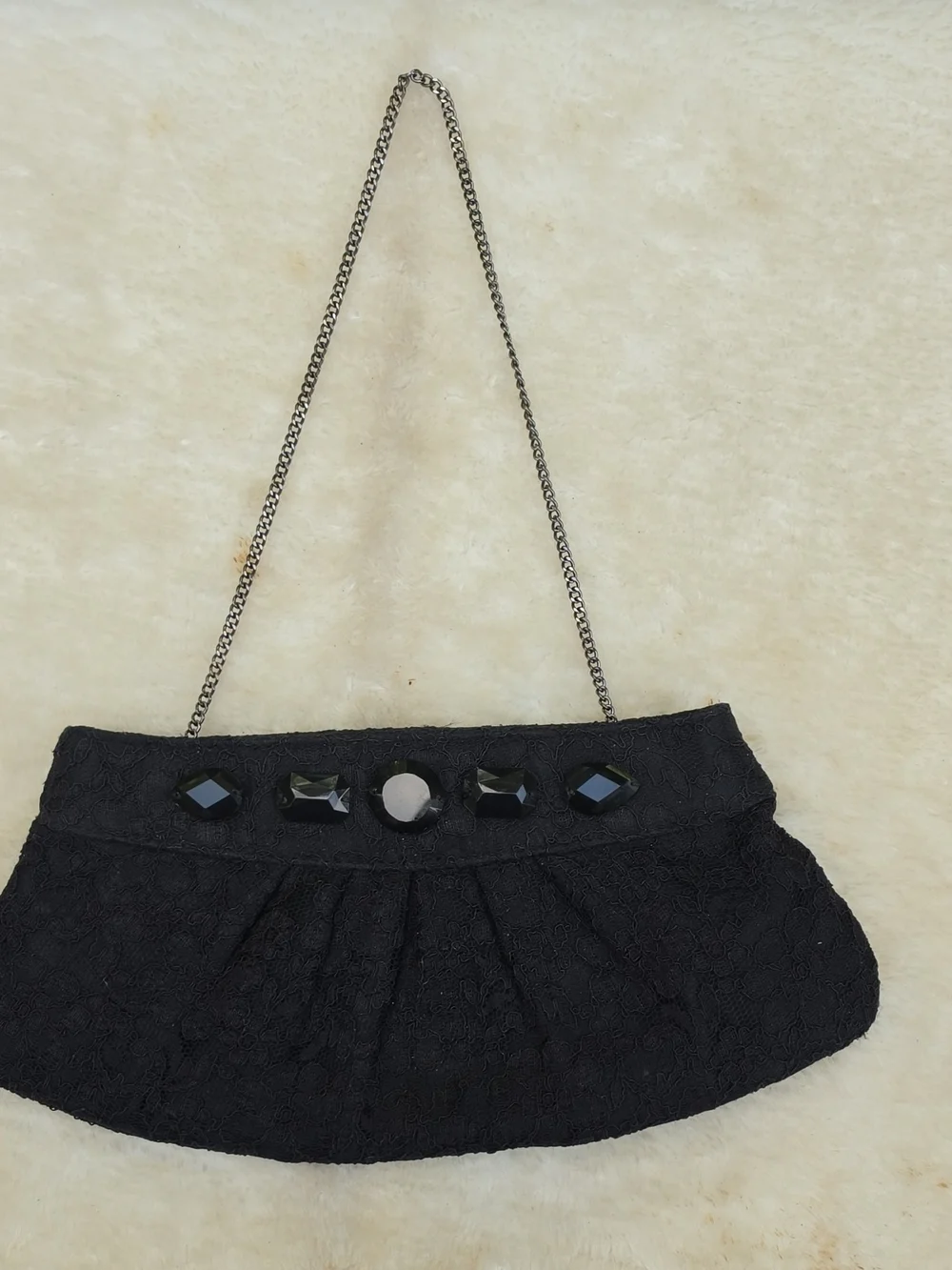 White House Black Market Lace Embellished Evening Clutch Chain Shoulder Bag